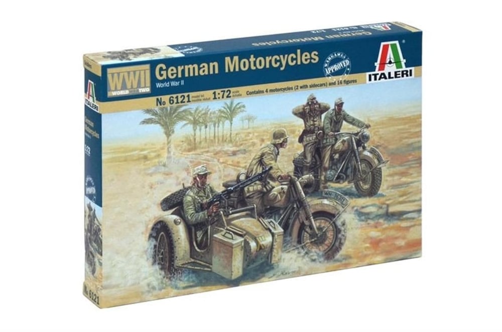 Italeri 6121S 1/72 Ölçek, WWII Alman Motorsikletli Askerler, Plastik Model kiti