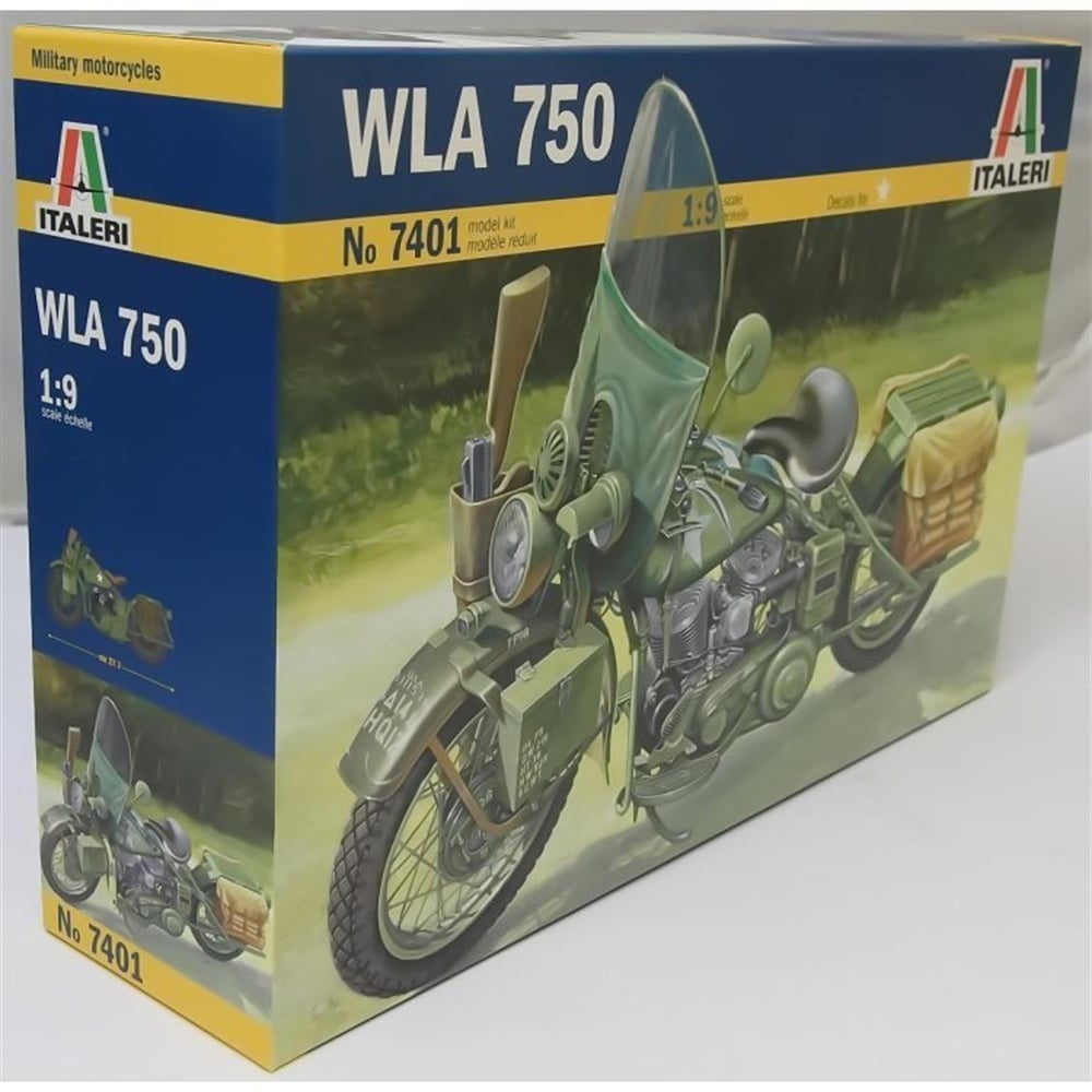 Italeri 7401S 1/9 Ölçek, ABD Ordusu WWII WLA750 Askeri Motosiklet, Plastik Model kiti
