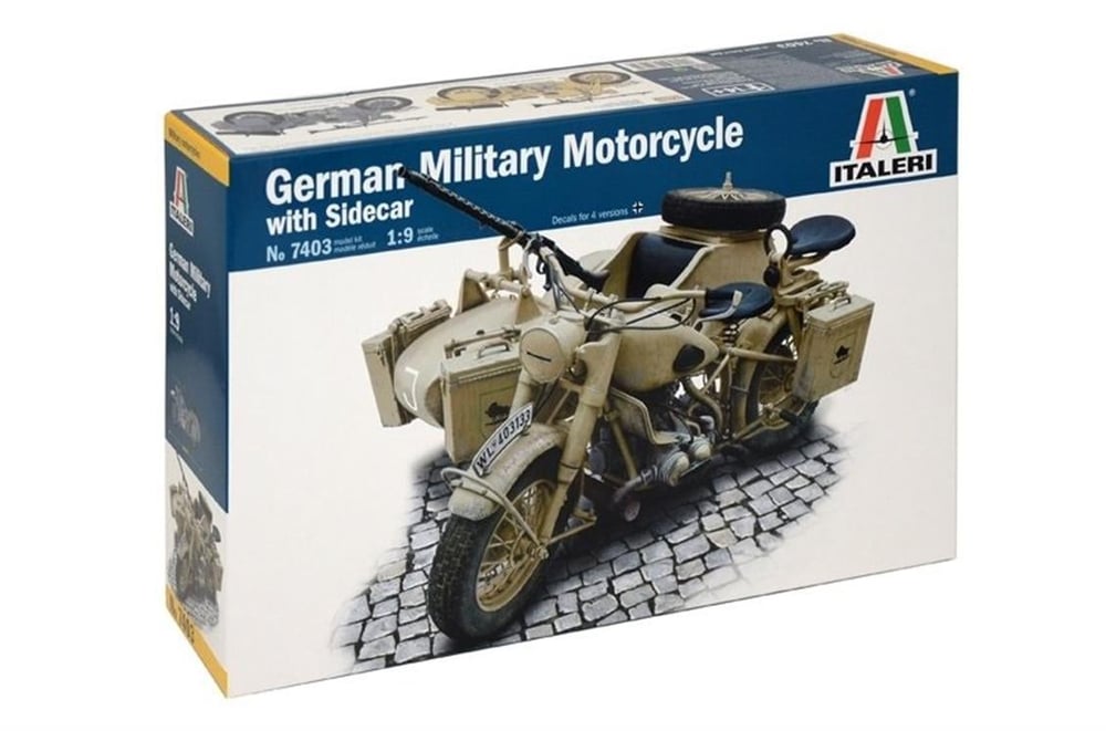 Italeri 7403S 1/9 Ölçek, BMW R75 Alman Sepetli Askeri Motosiklet, Plastik Model kiti