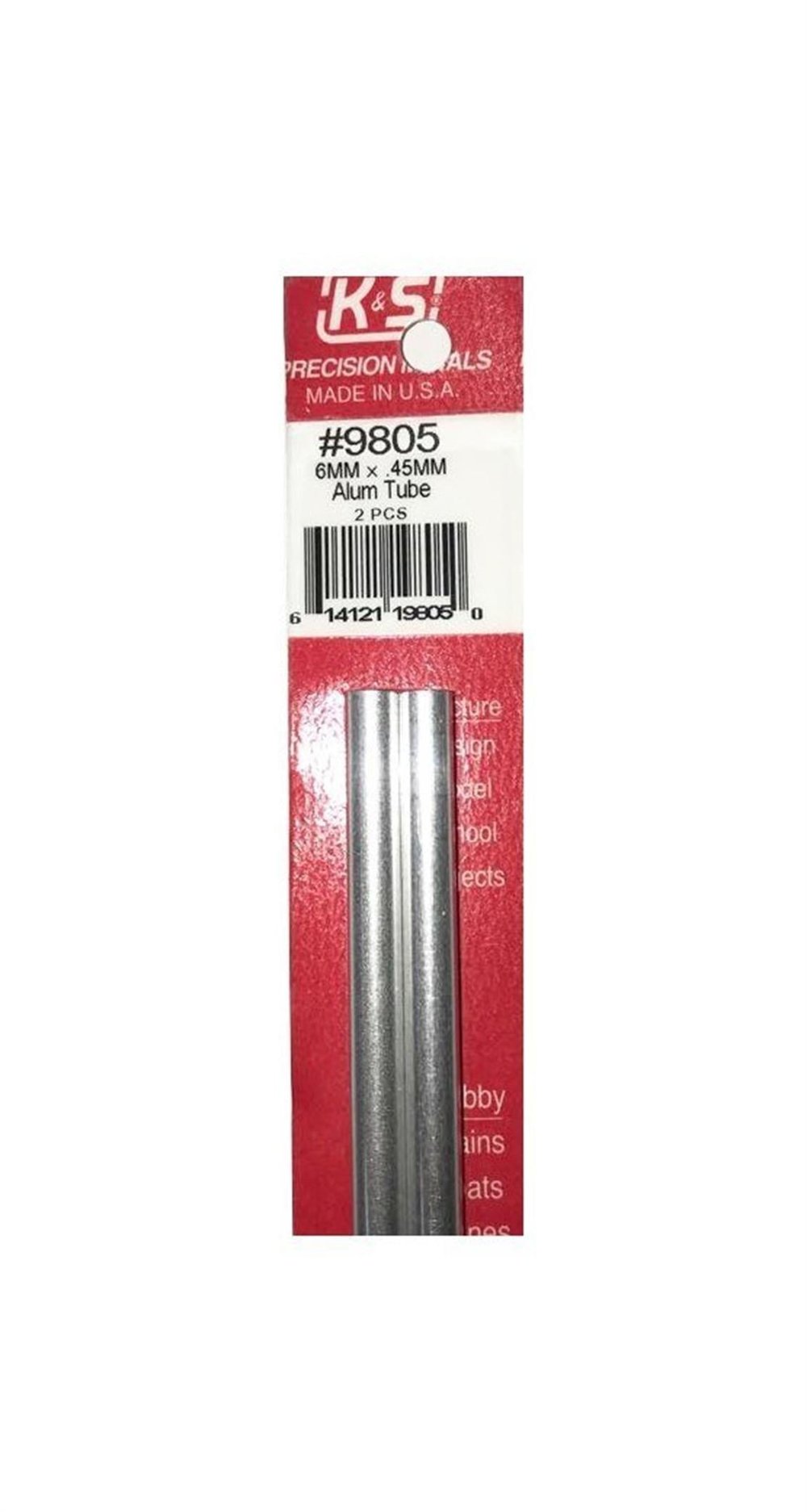 K&S 9805 Round Alumınum Tubes-6Mm Odx.45Mm Wallx300Mm-