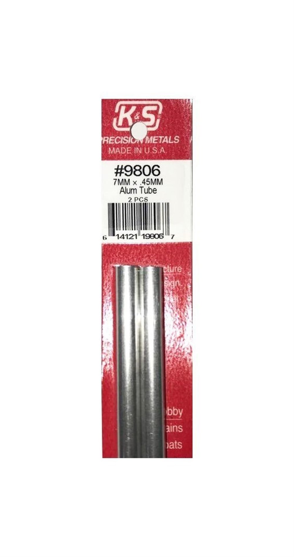 K&S 9806 Round Alumınum Tubes-7Mm Odx.45Mm Wallx300Mm-