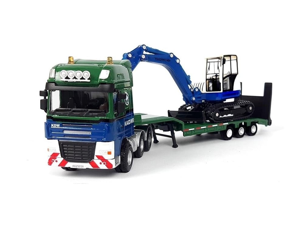 Kaidiwei 625038 1/50 Ölçek, Lowbed Ve Mini Ekskavatör