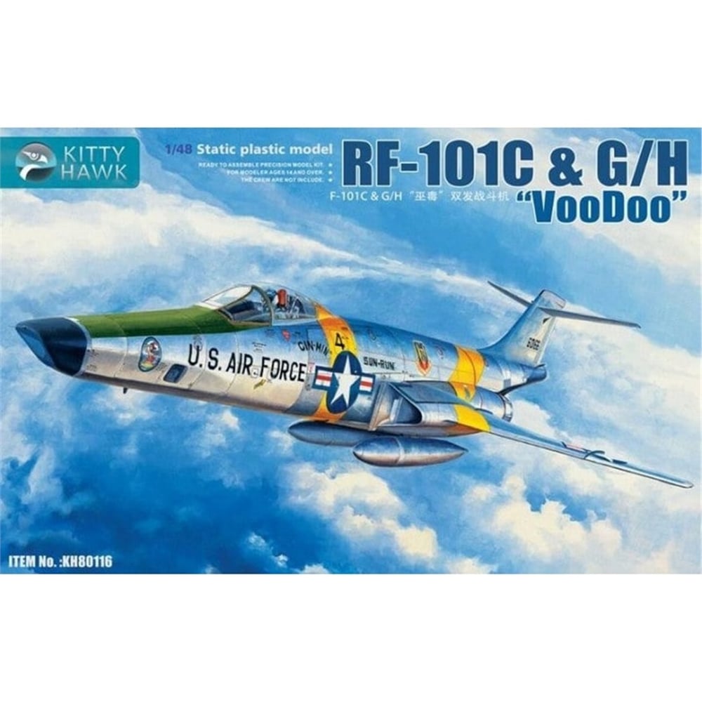 Kitty Hawk 80116 1/48 Ölçek, RF-101C & G/H (VooDoo), Savaş Uçağı  Plastik Model kiti