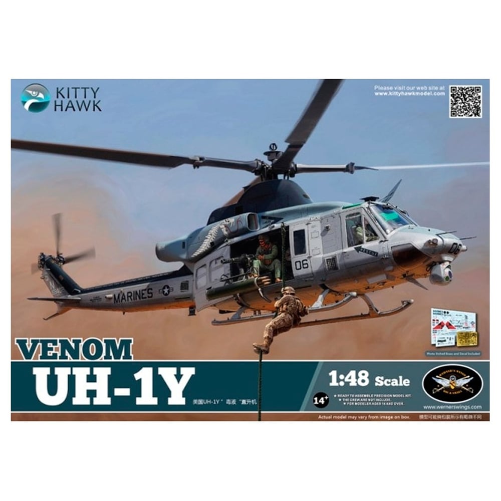 Kitty Hawk 80124 1/48 Ölçek, UH-1Y Venom, Askeri Helikopter Plastik Model kiti