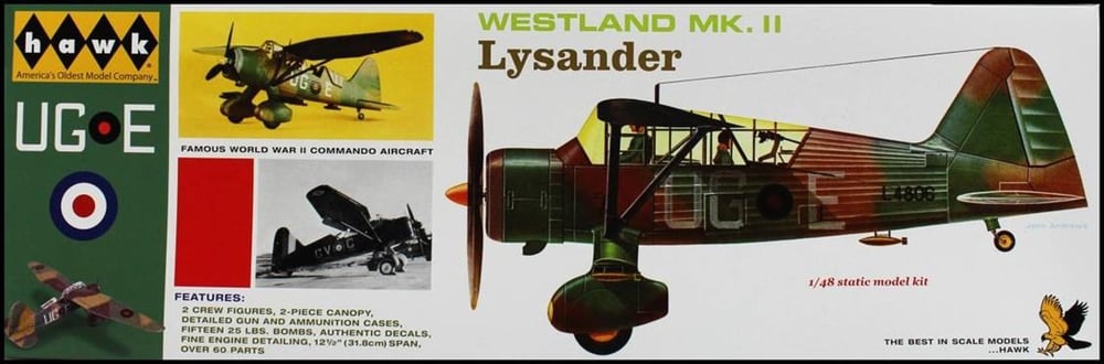 Lindberg 410 1/48 Ölçek, Westland Lysander Savaş Uçağı, Plastik Model kiti