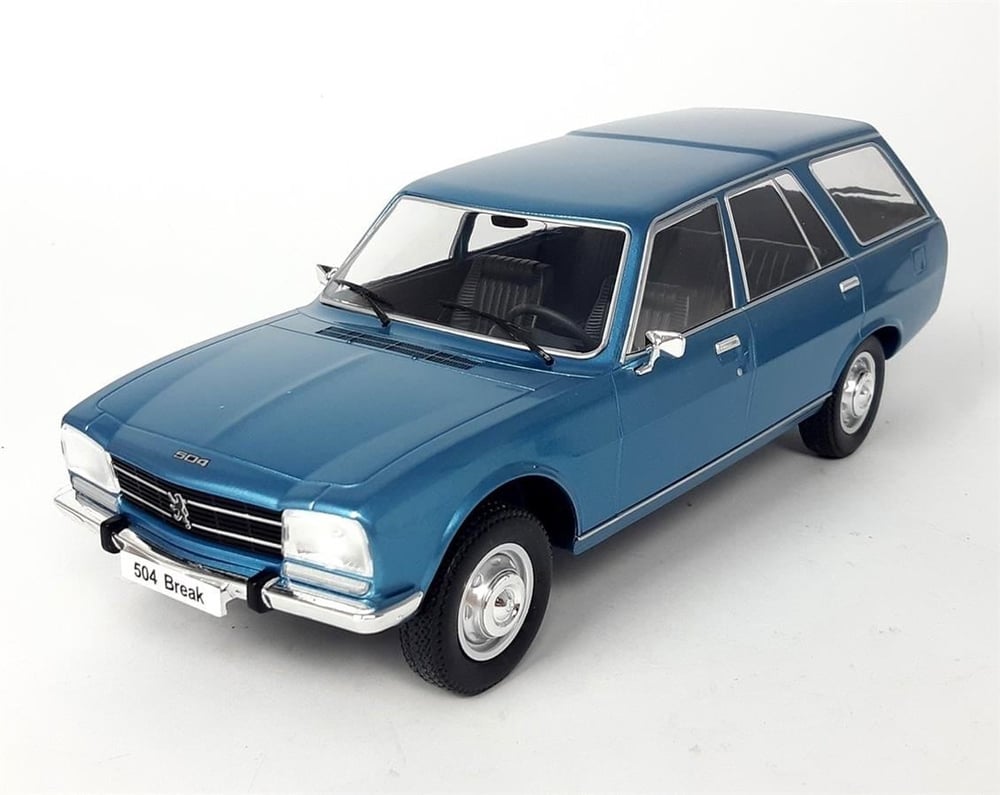MCG 18213 1/18 Ölçek, 1976 Peugeot 504 Break, Mavi, Sergilemeye Hazır Metal Araba Modeli