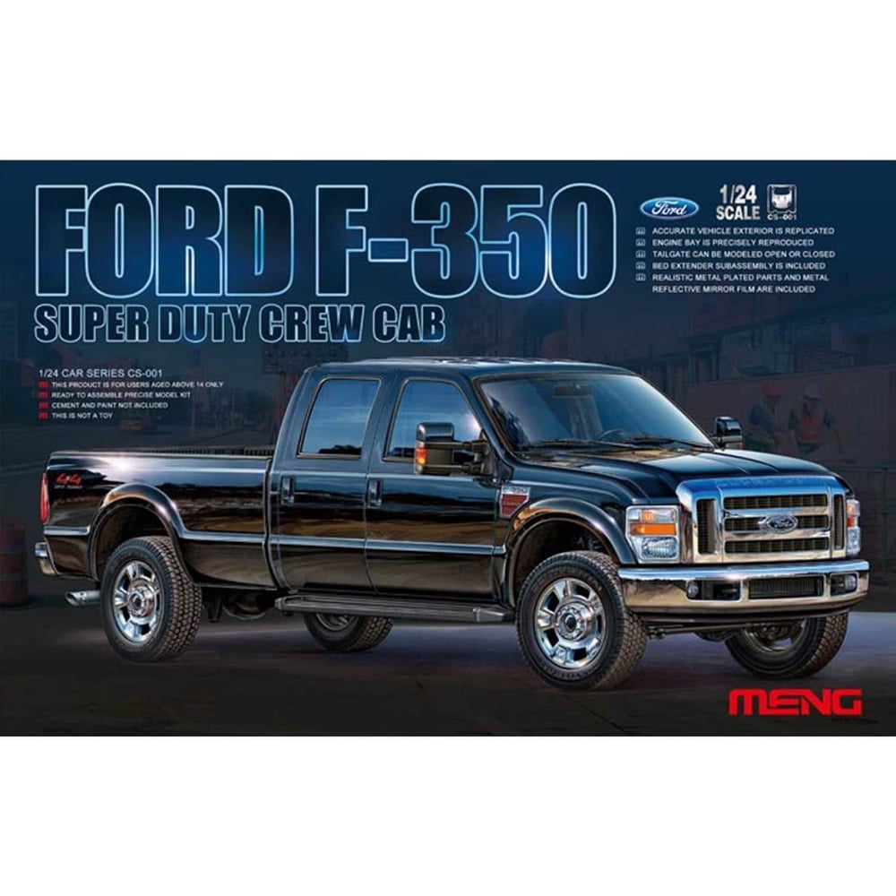 Meng CS-001 1/24 Ölçek, Ford F-350 Super Duty, Çift Kabinli Kamyonet, Plastik Model Kiti