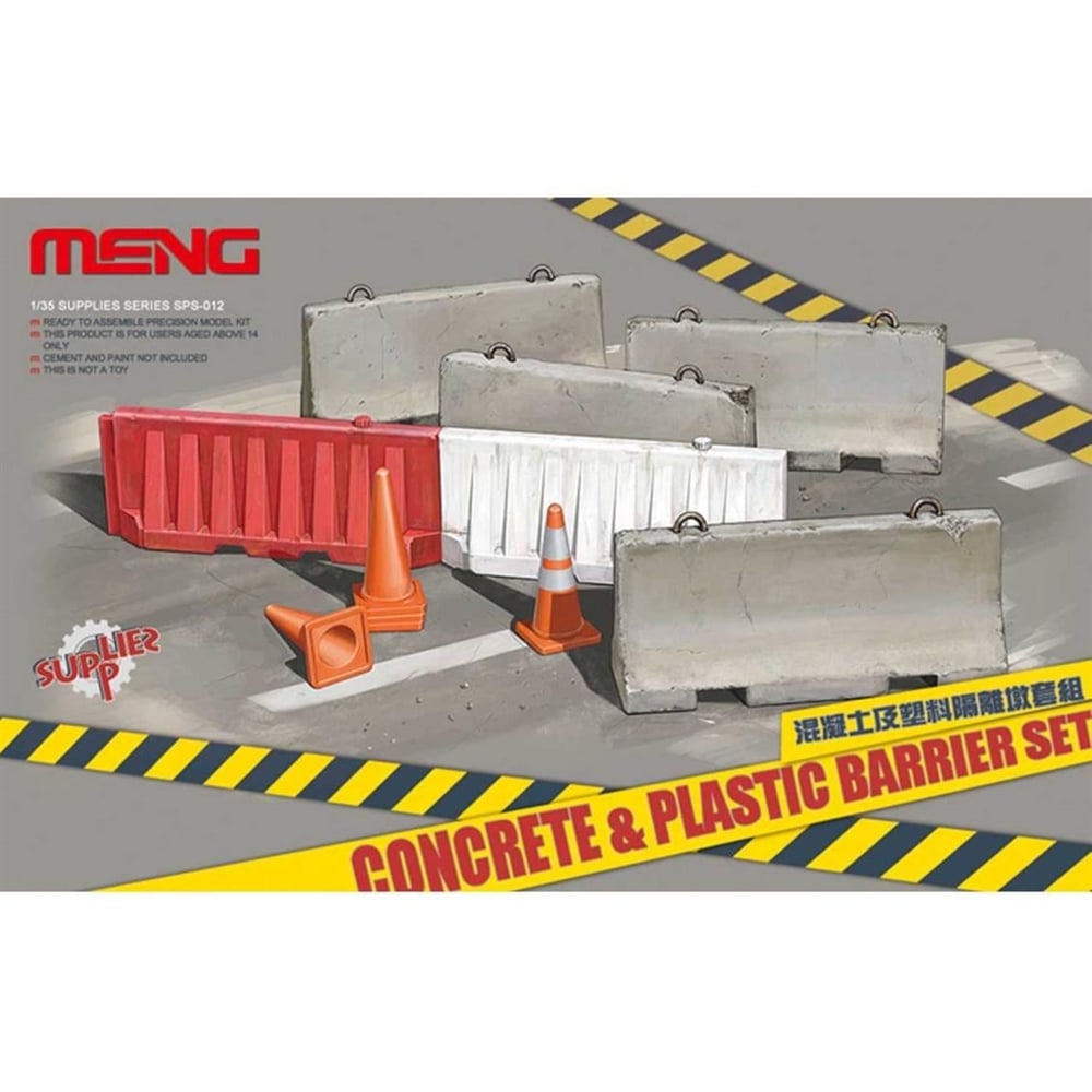 Meng SPS-012 1/35 Ölçek, Plastik ve Beton Bariyer Seti, Plastik Model Kiti