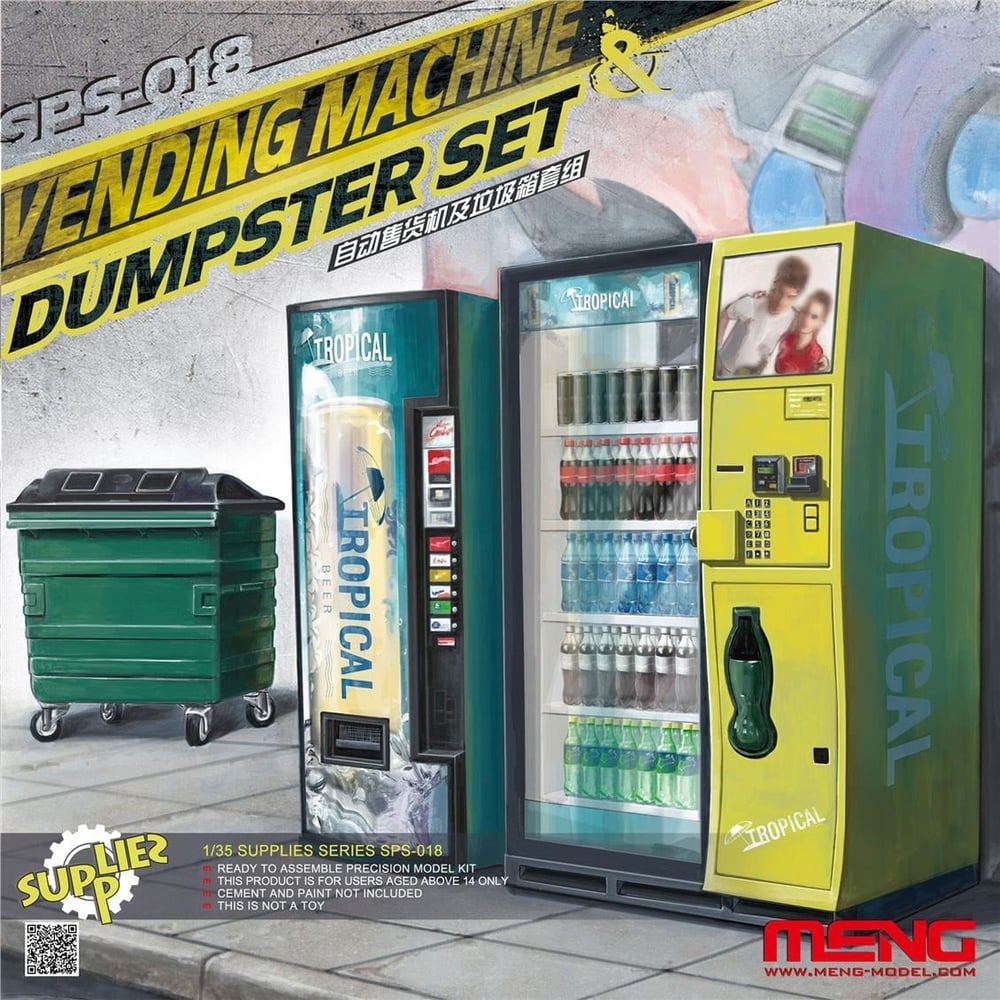 Meng SPS-018 1/35 Ölçek, Otomat ve Çöp Bidonu Seti, Plastik Model Kiti