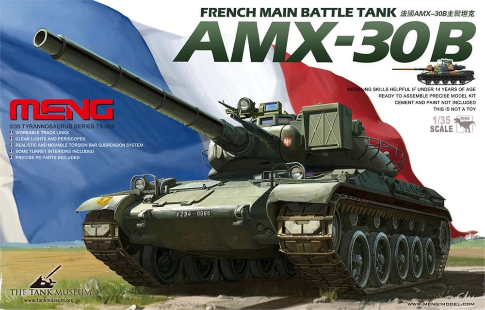 Meng TS-003 1/35 Ölçek, Fransız AMX-30B Ana Muharebe Tankı, Plastik Model Kiti