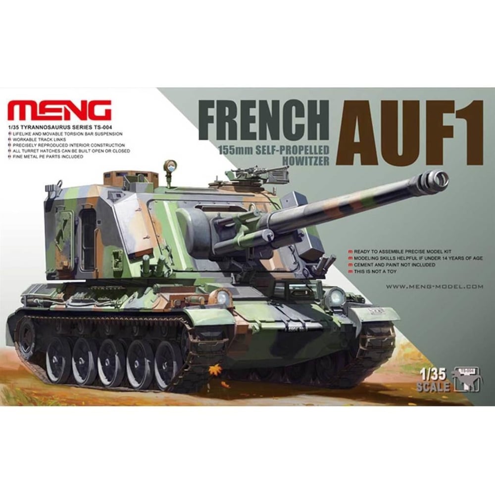 Meng TS-004 1/35 Ölçek, Fransız AUF1, 155mm Kundağı Motorlu Obüs, Plastik Model Kiti