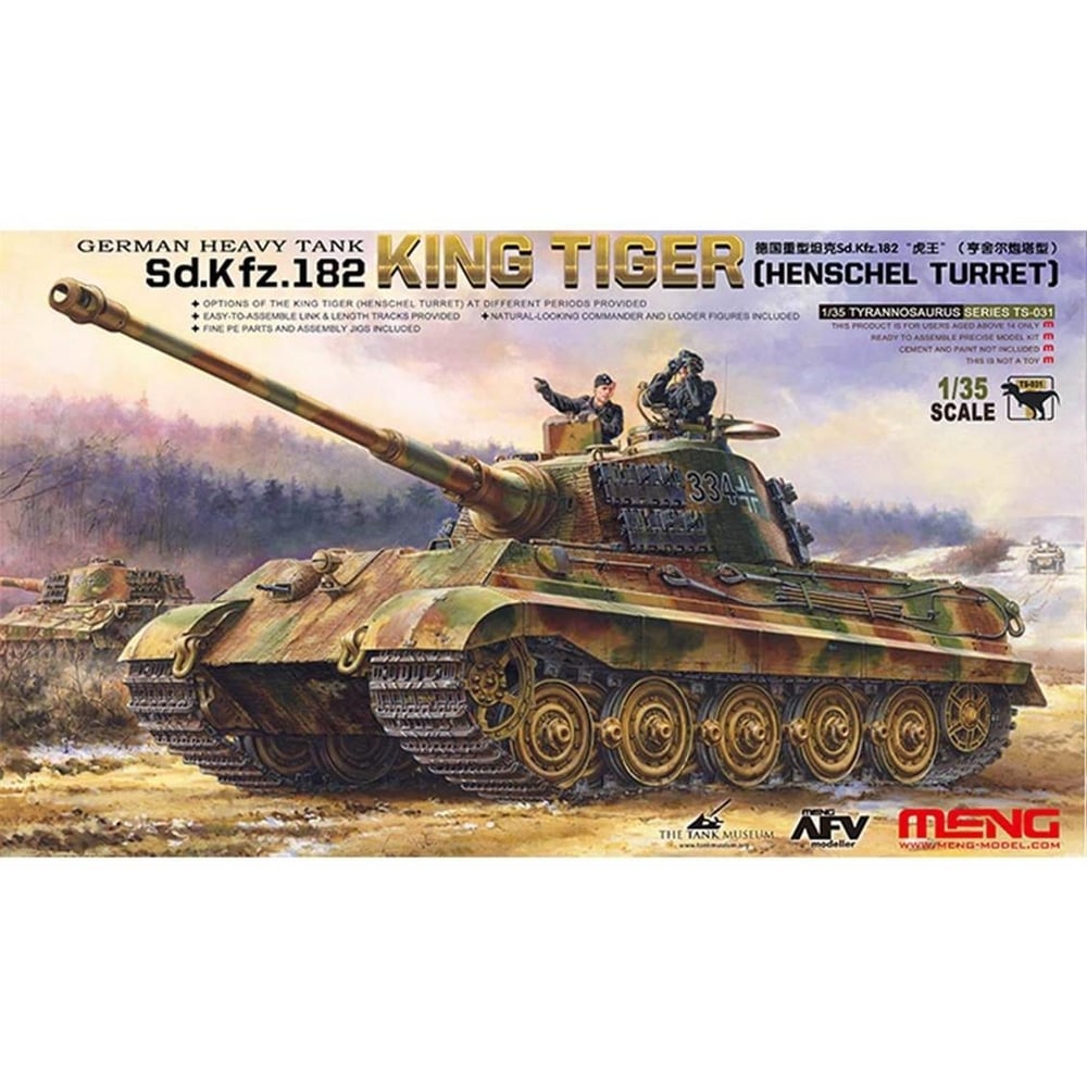 Meng TS-031 1/35 Ölçek, Alman Sd.Kfz.182 KING TIGER (Henschel Turret) Ağır Tankı, Plastik Model Kiti