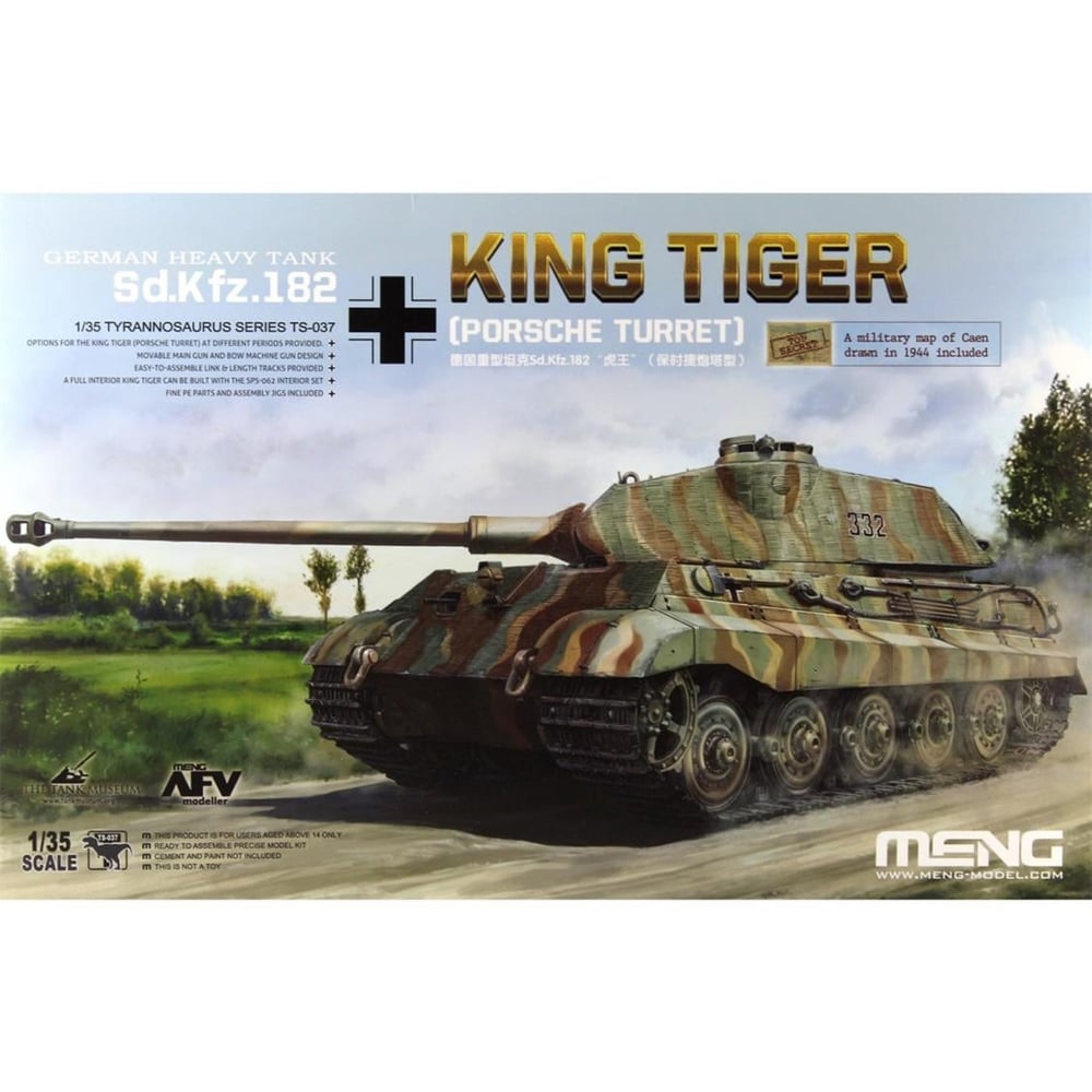 Meng TS-037 1/35 Ölçek, Alman Sd.Kfz.182 King Tiger (Porsche Turret) Ağır Tankı, Plastik Model Kiti