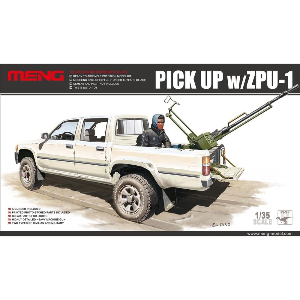 Meng VS-001 1/35 Ölçek, ZPU-1 Silahlı Toyota Hilux Kamyonet, Plastik Model Kiti