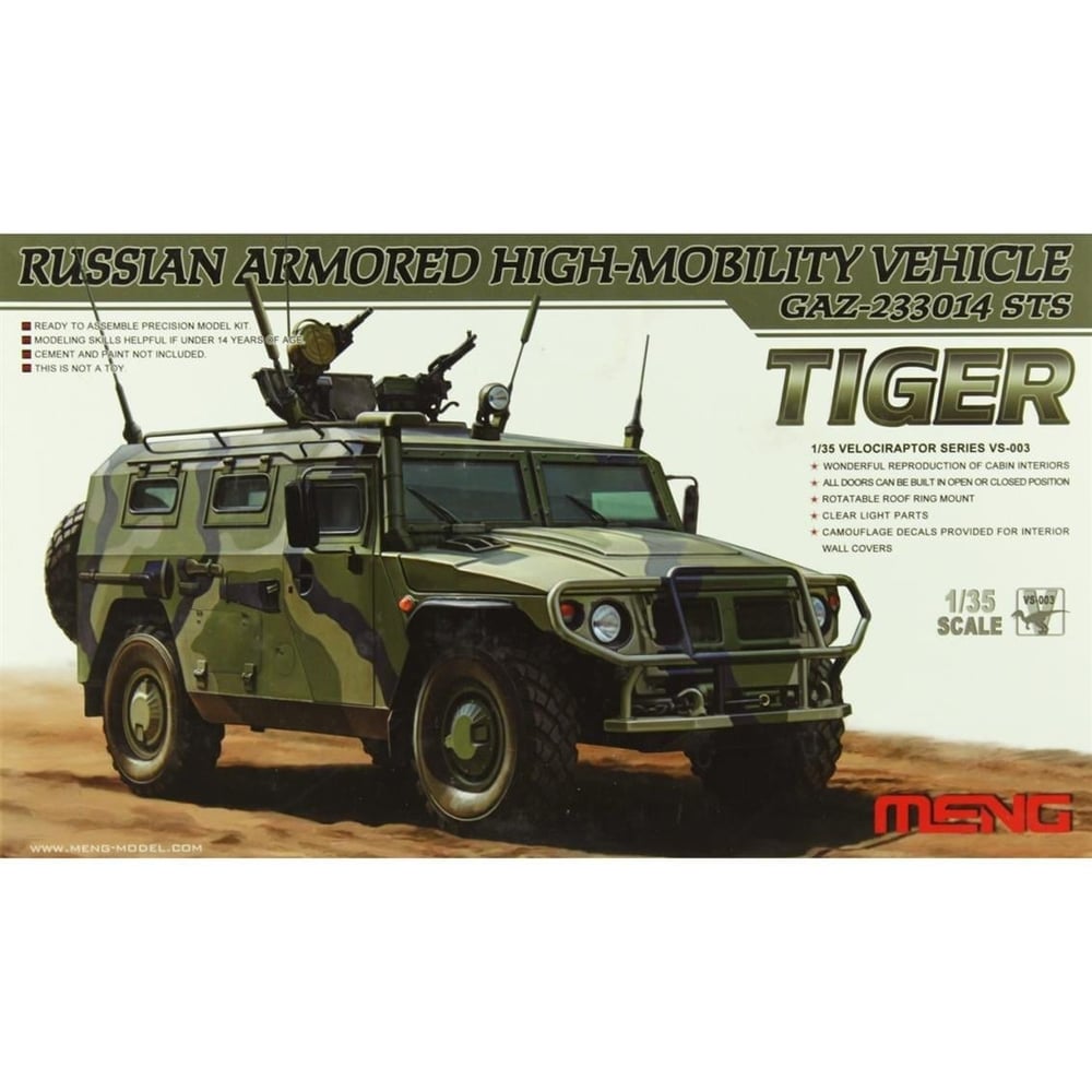 Meng VS-003 1/35 Ölçek, Rus GAZ-233014 STS (Tiger) Zırhlı Aracı, Plastik Model Kiti
