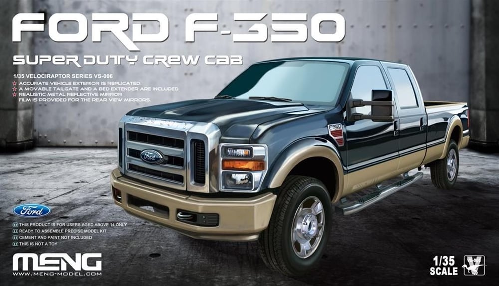 Meng VS-006 1/35 Ölçek, Ford F-350 Super Duty, Çift Kabinli Kamyonet, Plastik Model Kiti