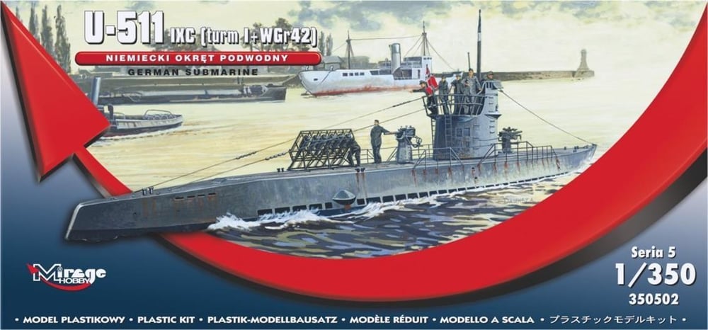 Mirage 350502 1/350 Ölçek, German Uboot U511 Ix C Turm I + Wgr42, Plastik Model kiti