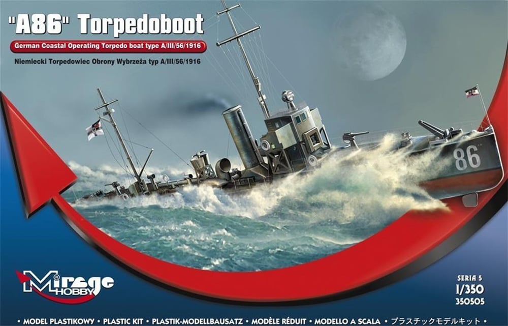 Mirage 350505 1/350 Ölçek, A 86 German Torpedoboat A/III Class, Plastik Model kiti