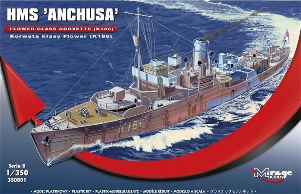 Mirage 350801 1/350 Ölçek, Hms Anchusa Flower Class Corvette K18, Plastik Model kiti