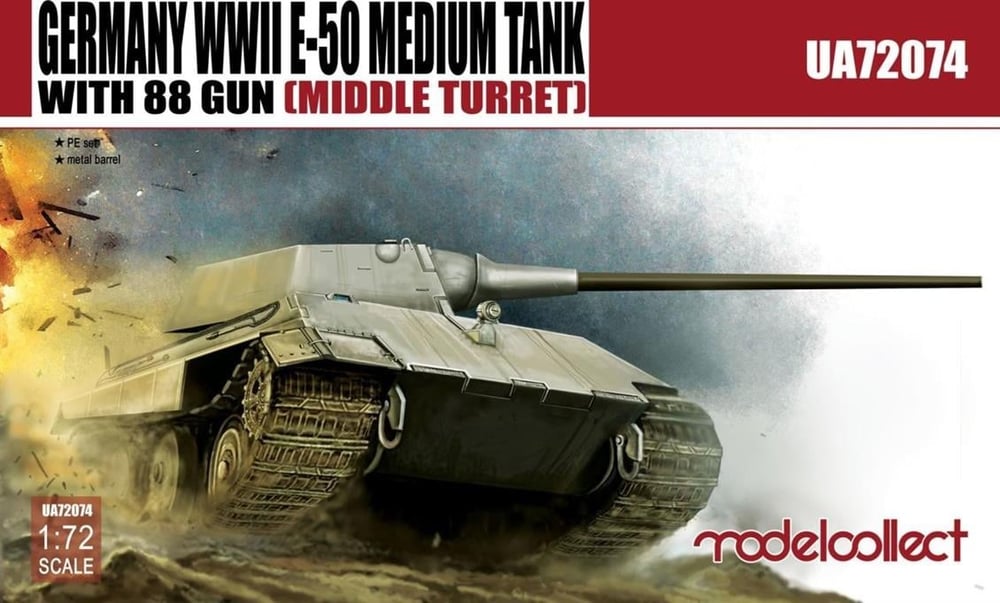 Model Collect UA72074 1/72 Ölçek, Germany WWII E-50 Medium Tank with 88