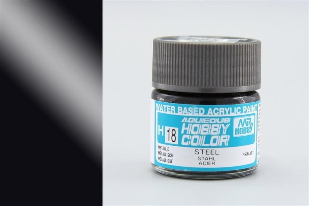 Mr.Hobby H-018 10 ml. Steel, Aqueous Serisi Model Boyası