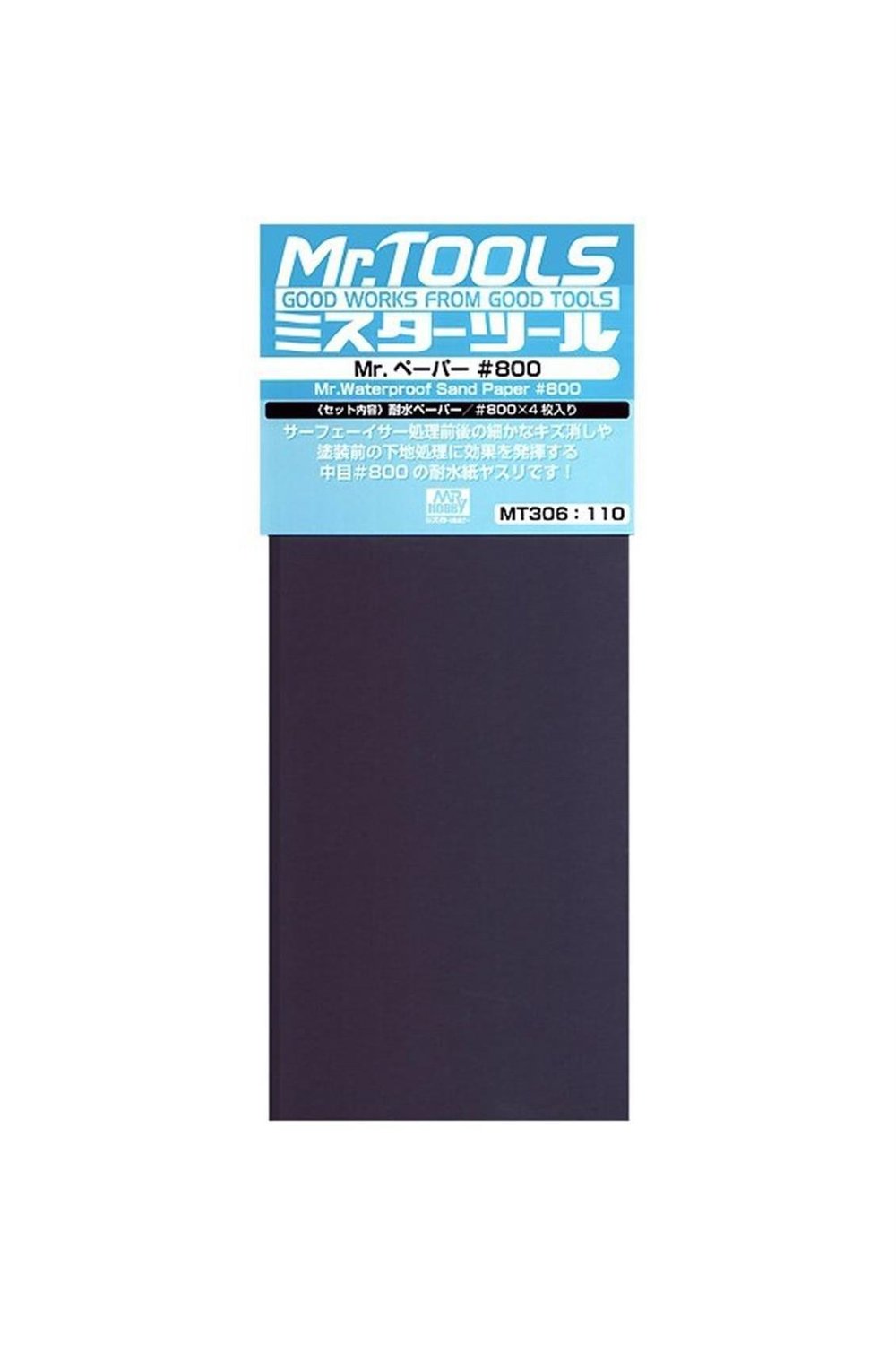 Mr.Hobby MT-306 Su Geçirmez, Kum Zımparası, No.800, 9,5x23 cm. 4 Adet