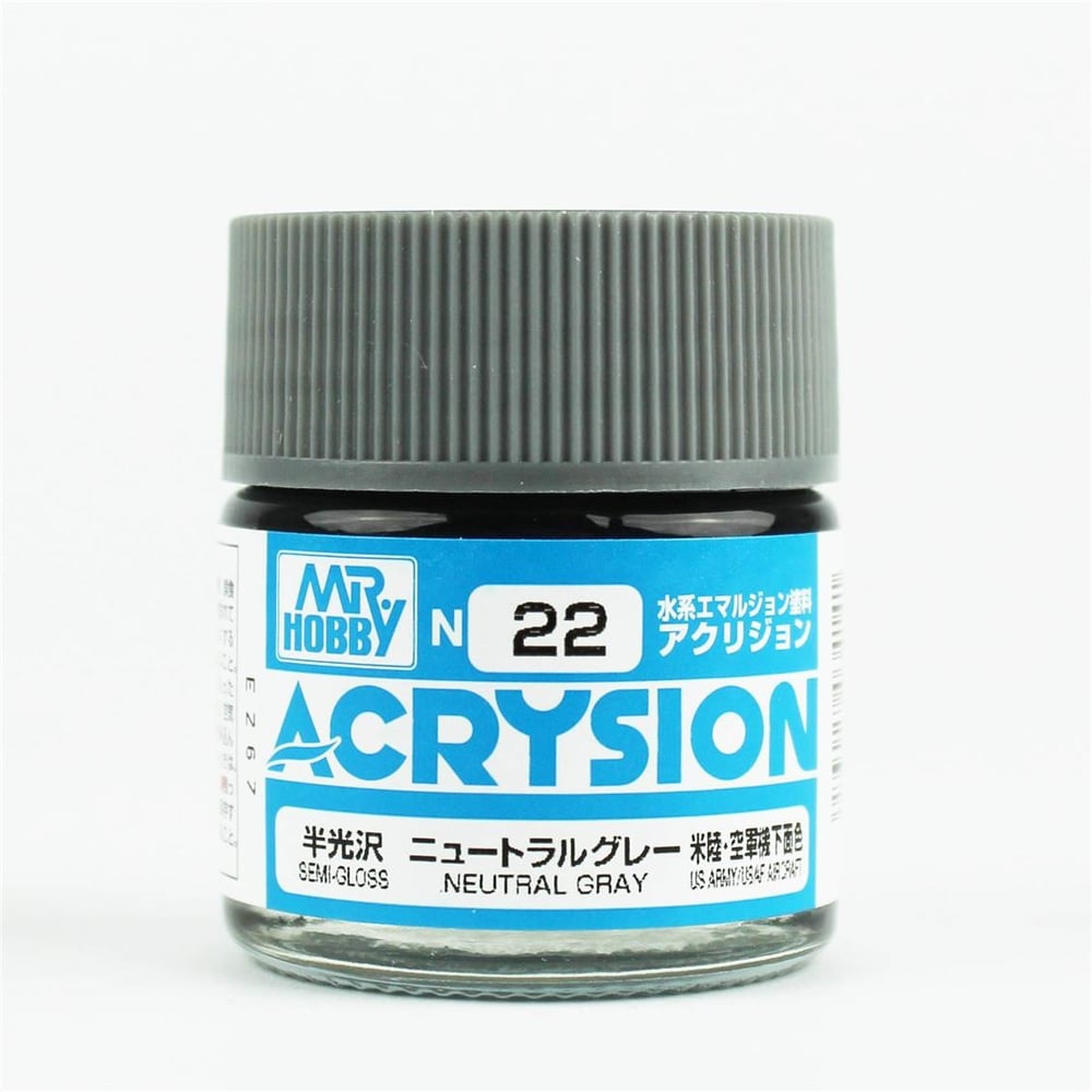 Mr.Hobby N-022 10 ml. Neutral Gray, Acrysion Serisi Model Boyası