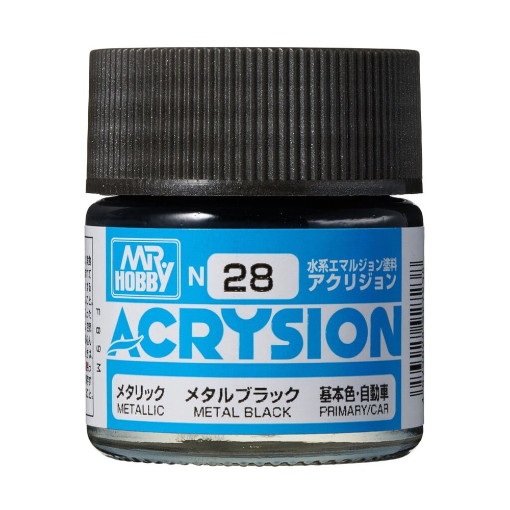 Mr.Hobby N-028 10 ml. Metal Black, Acrysion Serisi Model Boyası