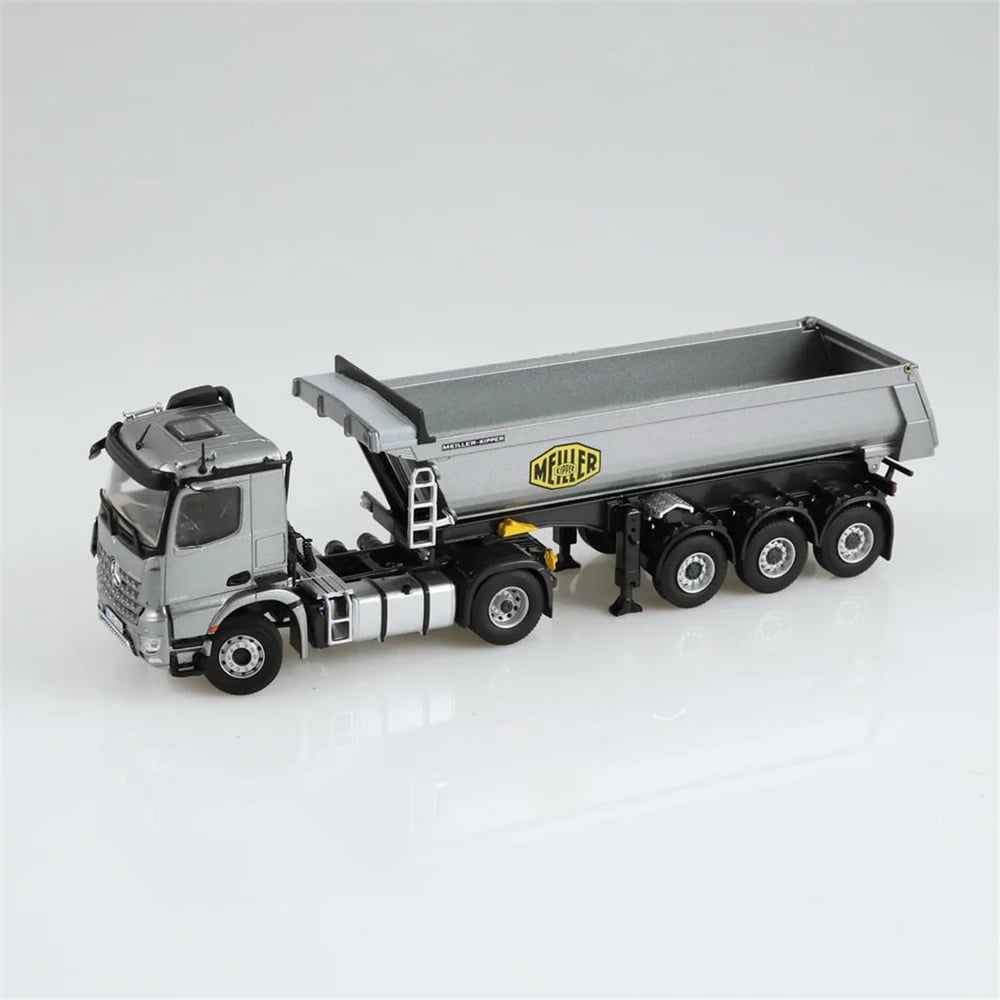 NZG 1002/55 1/50 Ölçek, Mercedes-Benz AROCS Damperli Kırkayak Treyler, Gri, Sergilemeye Hazır Metal Model