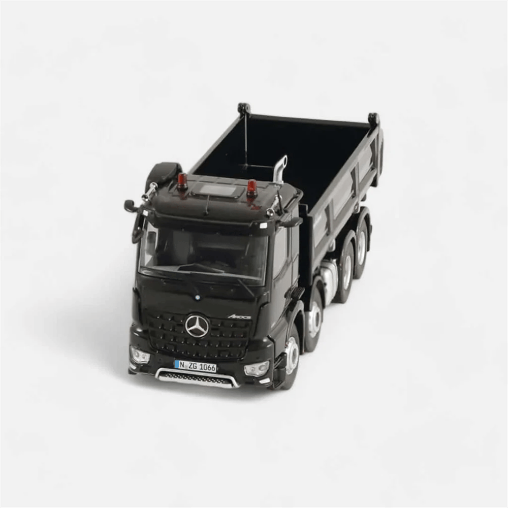 NZG 1066/50 1/50 Ölçek, Mercedes-Benz Arocs 8x4 Meiller Damperli Kamyon, Siyah, Sergilemeye Hazır Metal Model