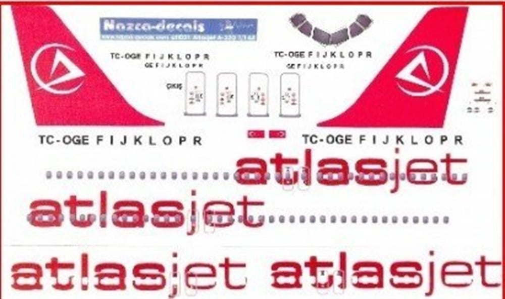 Nazca Decals Atj002 1/144 Ölçek, Atlasjet Decal-New Scheme With New Ta