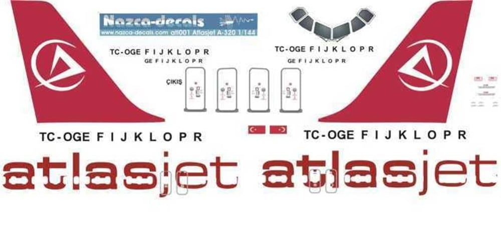 Nazca Decals Atj002B 1/144 Ölçek, Atlasjet A320 -New