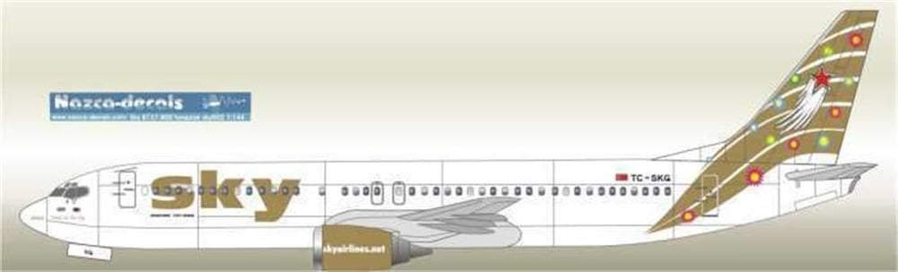 Nazca Decals Sky010 1/144 Ölçek, Sky B737-400 Gold With Laser Printed