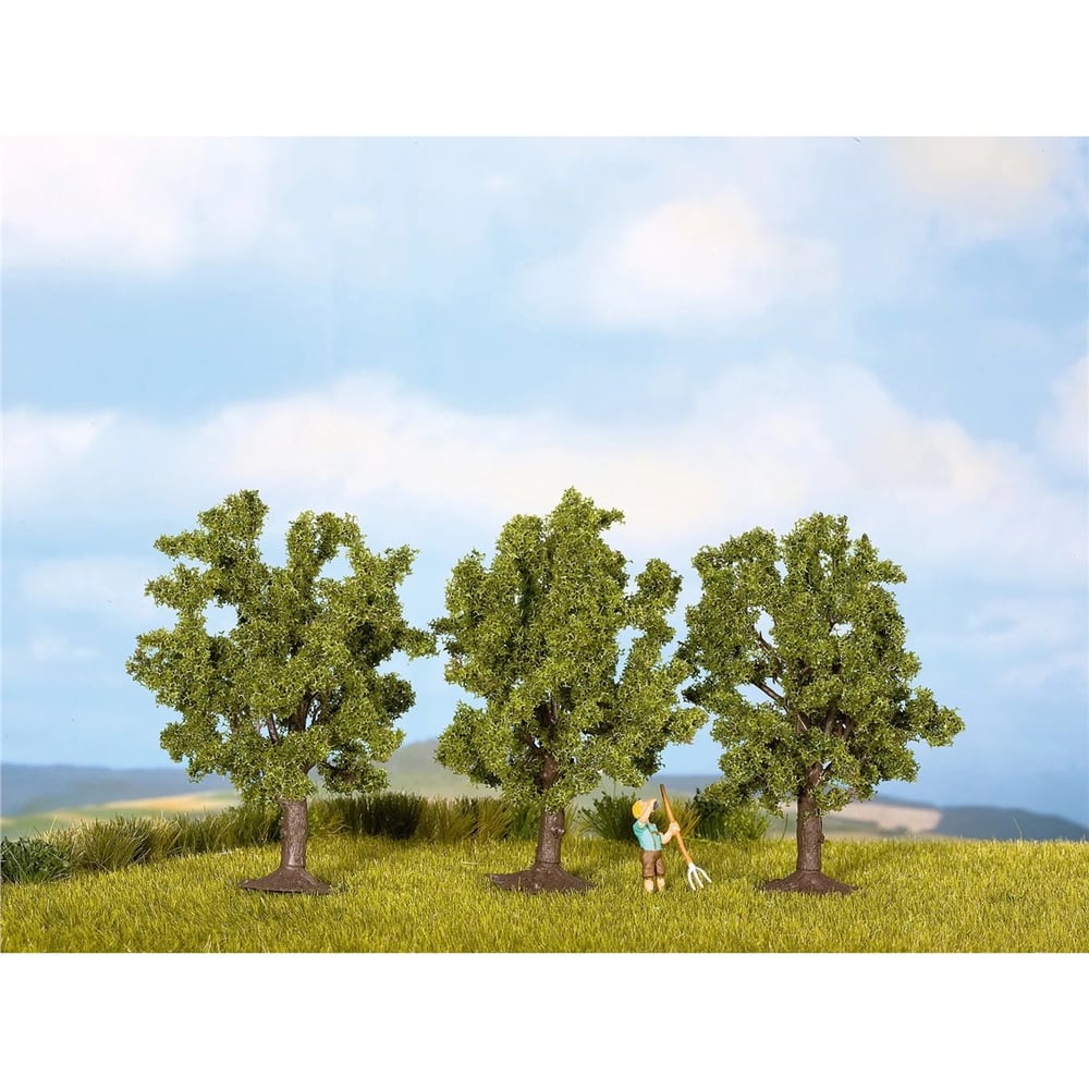 Noch 25510 Yeşil Çiçekli Meyva Ağaçları, 4,5 cm. 3 Adet, Diorama Malzemesi