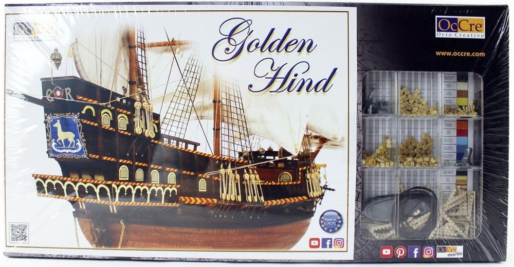 Occre 12003 1/85 Ölçek, Golden Hint, 64 cm. Yelkenli İngiliz Keşif Gemisi, Ahşap Model Kiti