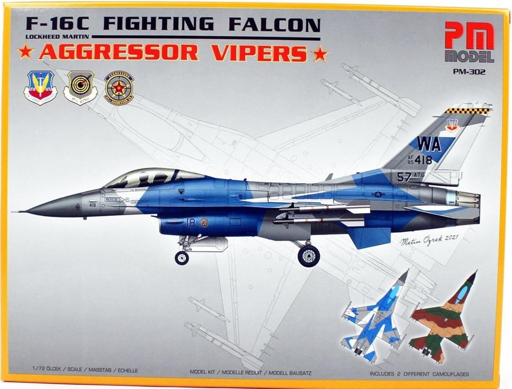PM Model 302 1/72 Ölçek, F-16 Fighting Falcon Aggressor Vipers Avcı-Bombardıman Uçağı, Plastik Model kiti