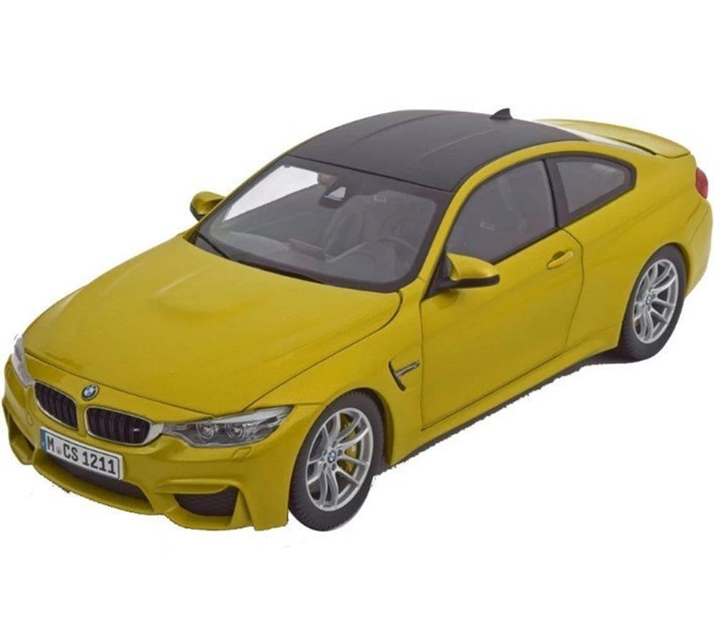 Paragon 97103 1/18 Ölçek, BMW M4 Coupe Austin Yellow Sergilemeye Hazır Metal Araba Modeli