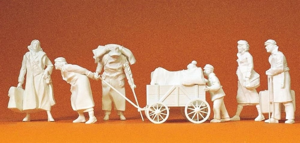 Preiser 64007 1/35 Ölçek, Mülteciler, Boyasız Plastik Figürleri, 7 Adet