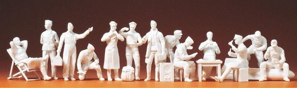 Preiser 67001 1/48 Ölçek, EDW Luftwaffe  Pilotları, Boyasız Plastik Figürleri, 13 Adet