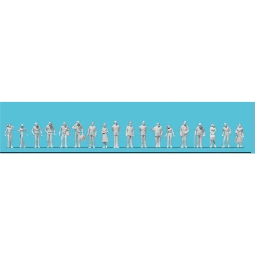 Preiser 80993 1/200 Ölçek, Ayakta Duran Yolcular, Boyasız Plastik Figürleri, 18 Adet