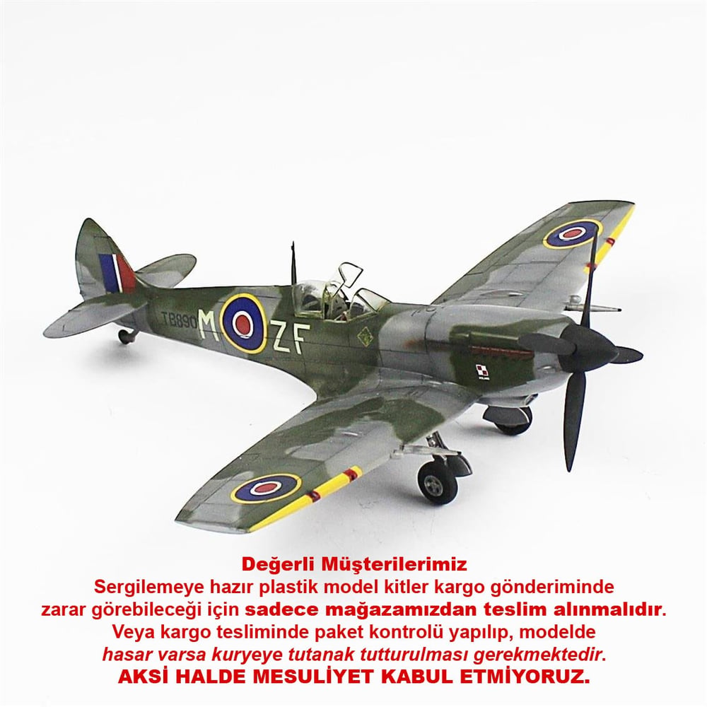 QD022 1/48 Spitfire Mk.XIII Sergilemeye Hazır Plastik Uçak Modeli