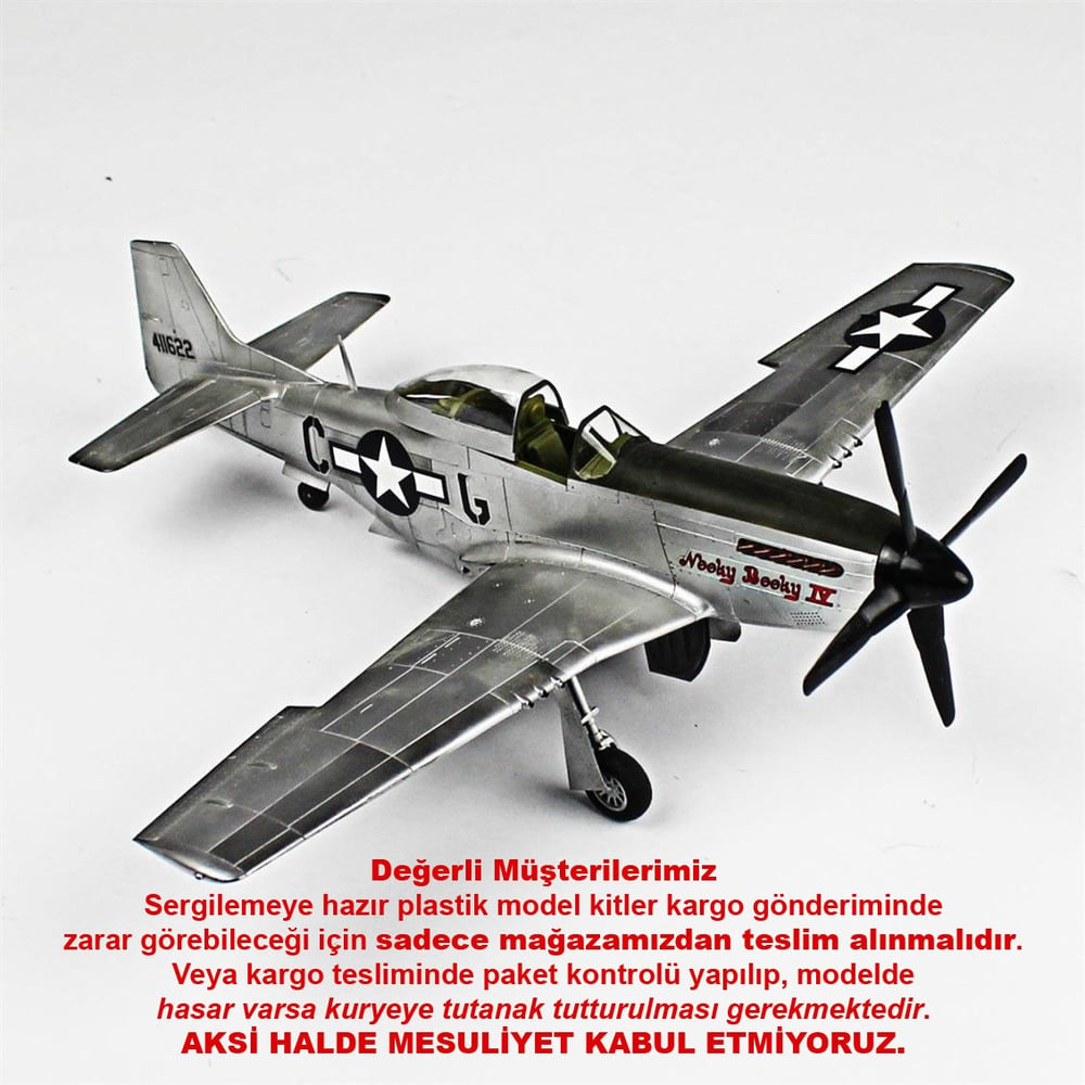 QD099 1/48 P-51D Mustang Sergilemeye Hazır Plastik Uçak Modeli