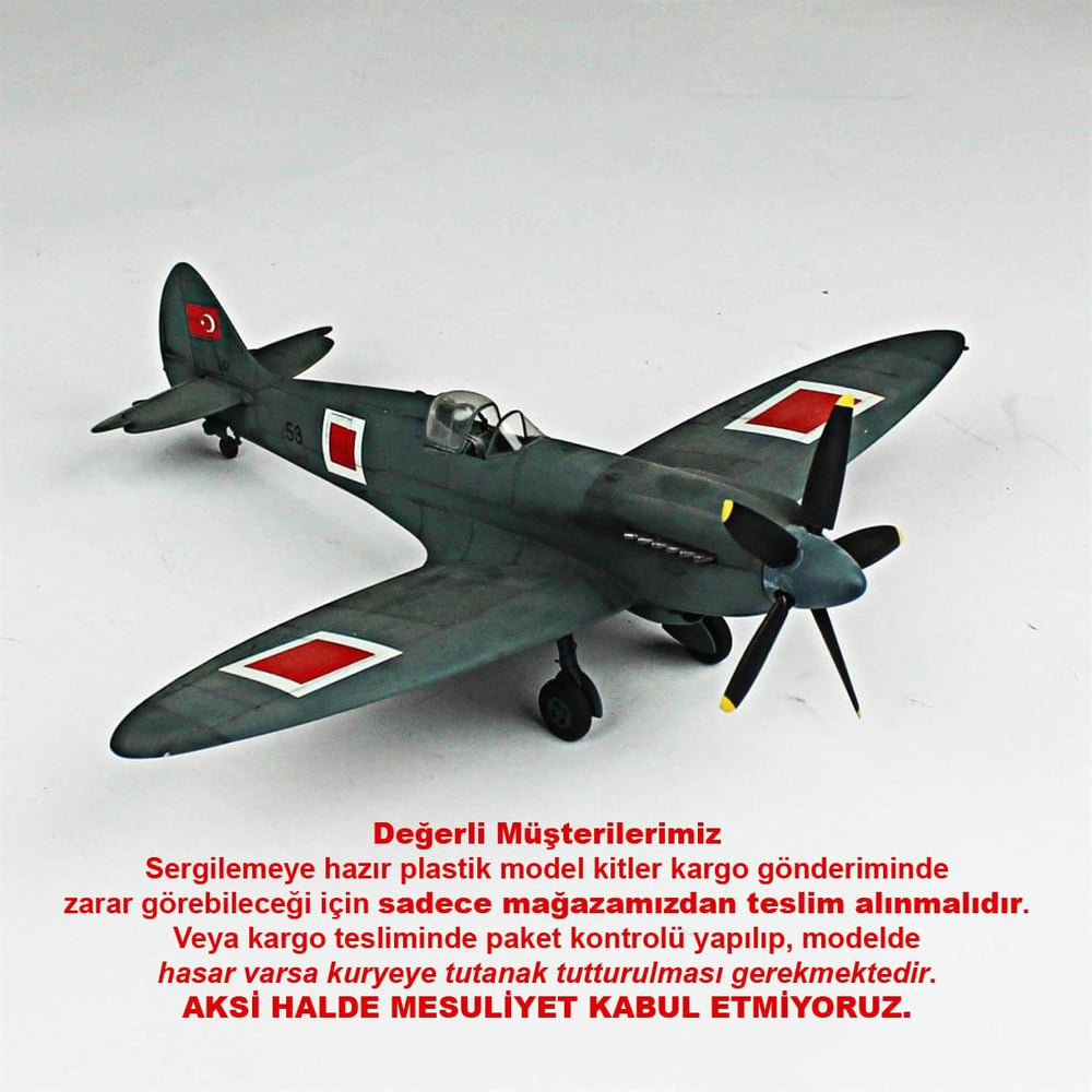 QD115 1/48 Spitfire Pru Sergilemeye Hazır Plastik Uçak Modeli