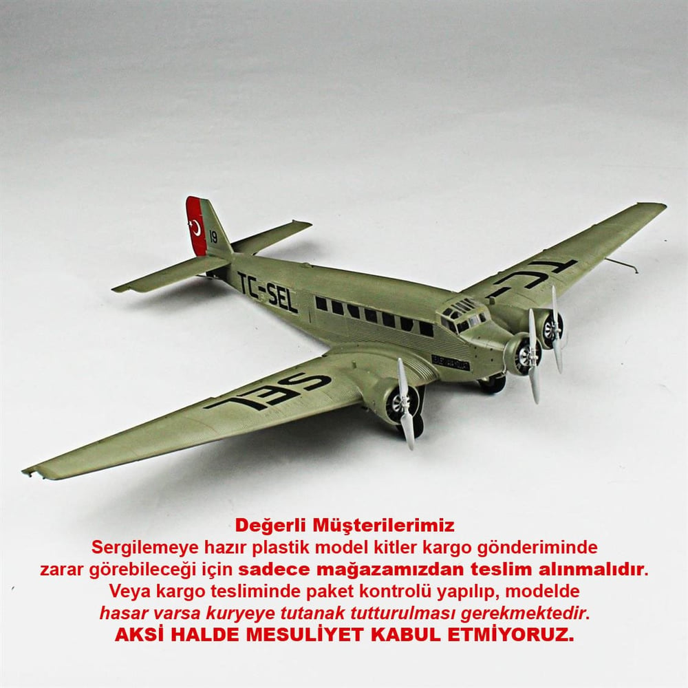 QD144 1/72 JU-52 Sergilemeye Hazır Plastik Uçak Modeli