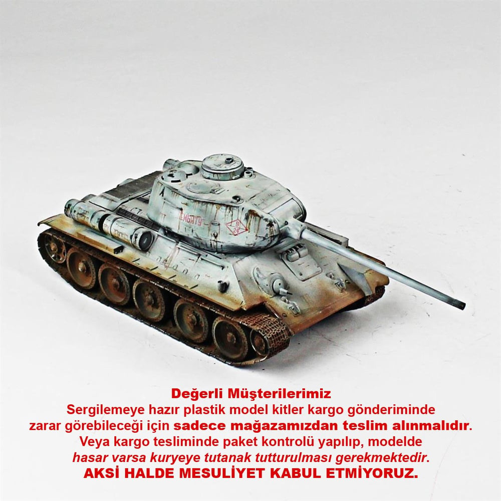 QD255 1/35 T-34/85, Tamiya, Sergilemeye Hazır Plastik Tank Modeli