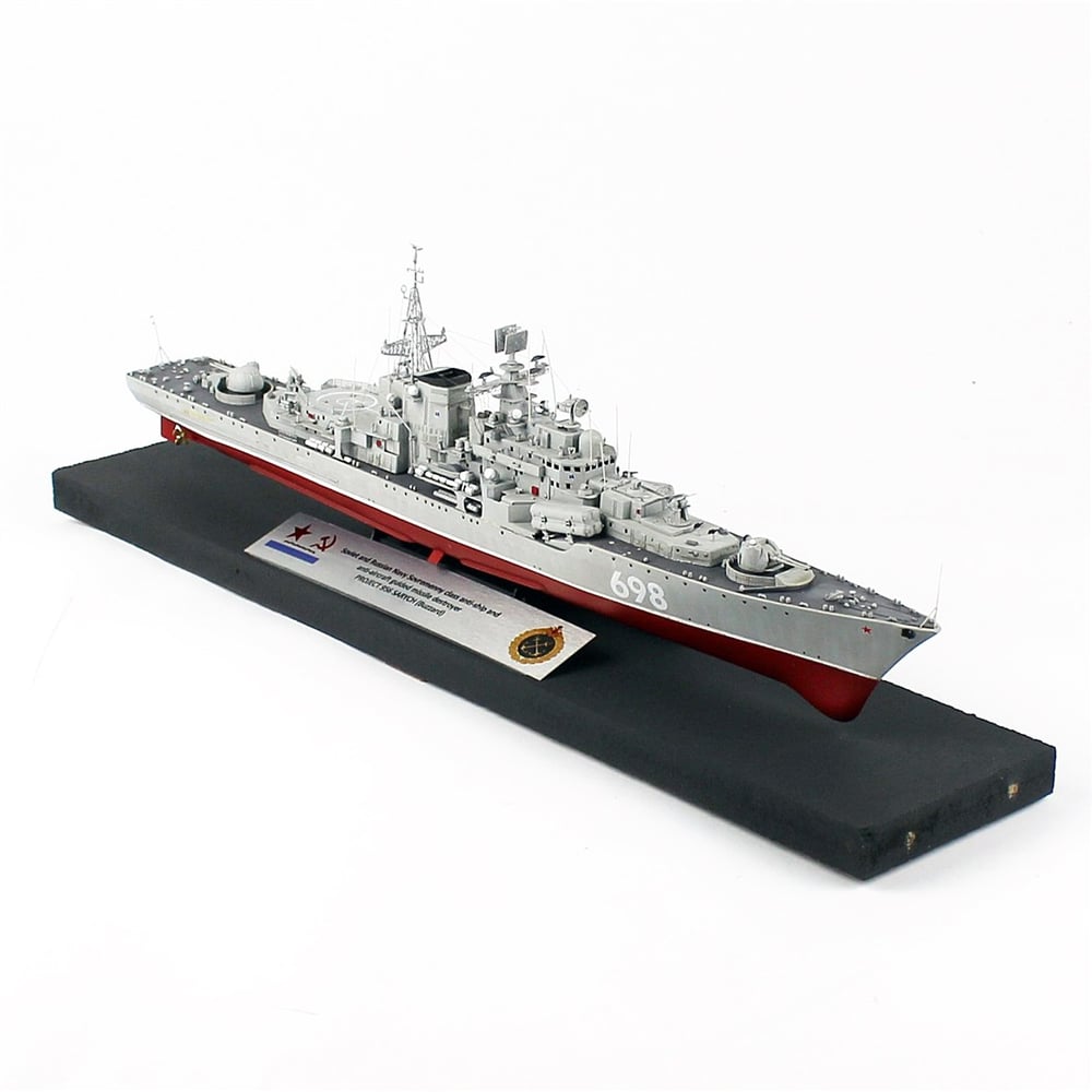 QD412 1/350 Ölçek, Project 956 Sarych, Rus Uçaksavar ve Füze Kruvazörü,  Camekanlı, Sergilemeye Hazır, Plastik Gemi Modeli