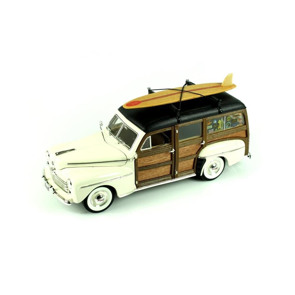 Road Signature 20028 1/18 Ölçek, 1948 Ford Woody, Cream, Sergilemeye Hazır Metal Araba Modeli