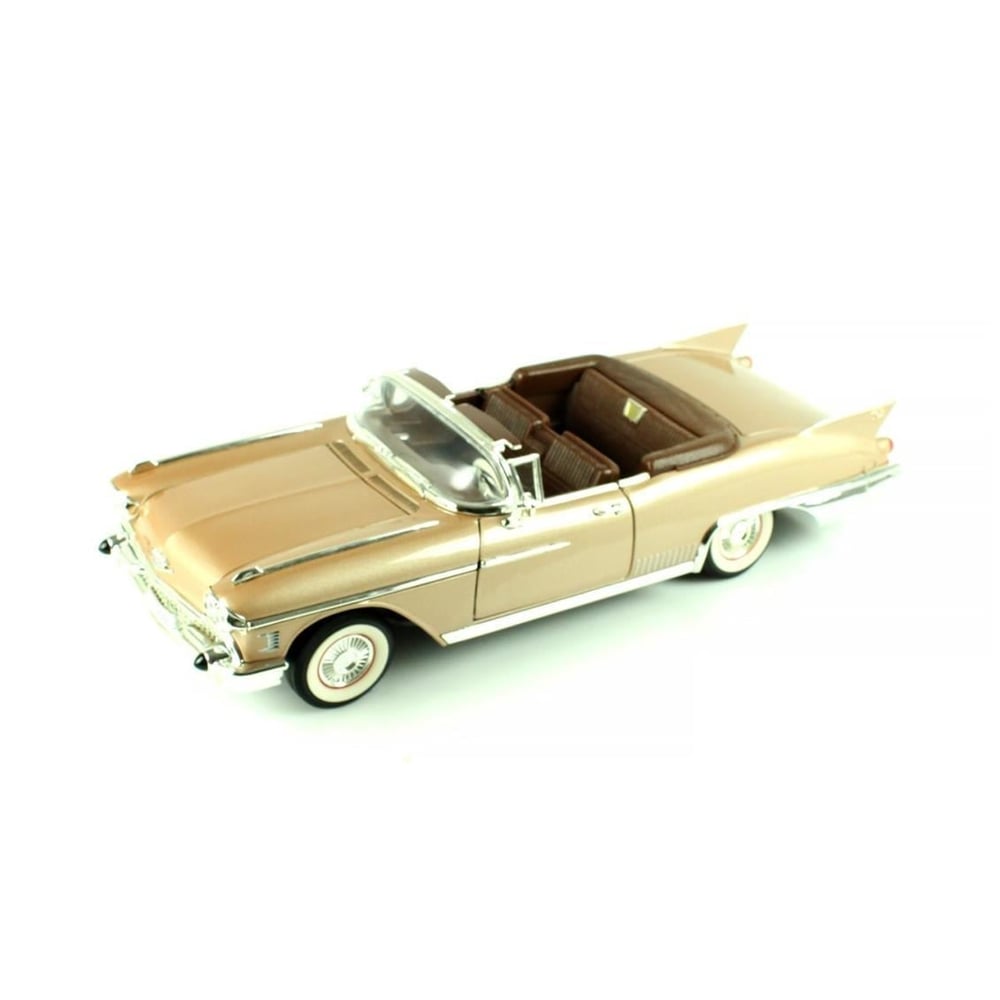 Road Signature 92158 1/18 Ölçek, 1958 Cadillac Eldorado, Biarritz Gold, Sergilemeye Hazır Metal Araba Modeli