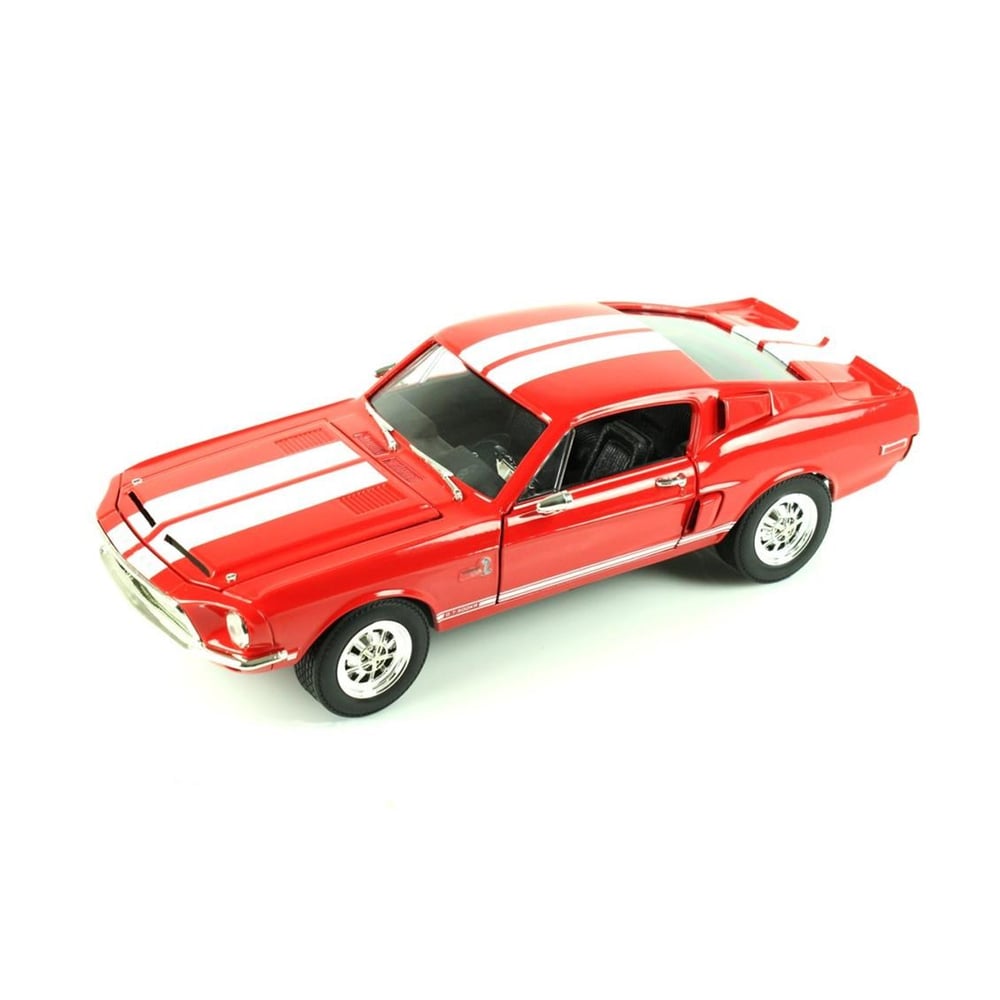Road Signature 92168 1/18 Ölçek, 1968 Shelby GT500KR, Red, Sergilemeye Hazır Metal Araba Modeli