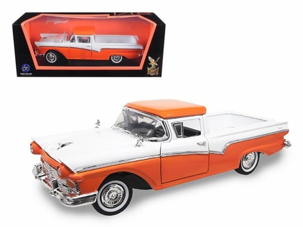 Road Signature 92208 1/18 Ölçek, 1957 Ford Ranchero, Orange, Sergilemeye Hazır Metal Araba Modeli